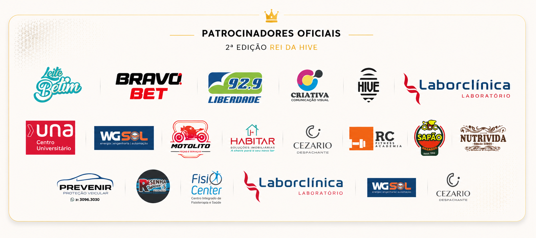 Backdrop de patrocinadores da 2ª Edição