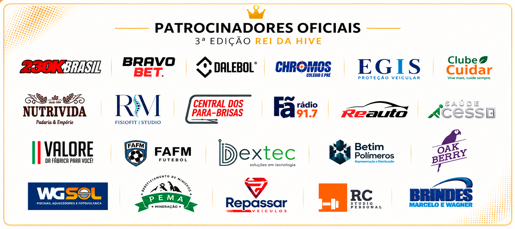 Backdrop oficial da 3ª Edição com todos os patrocinadores