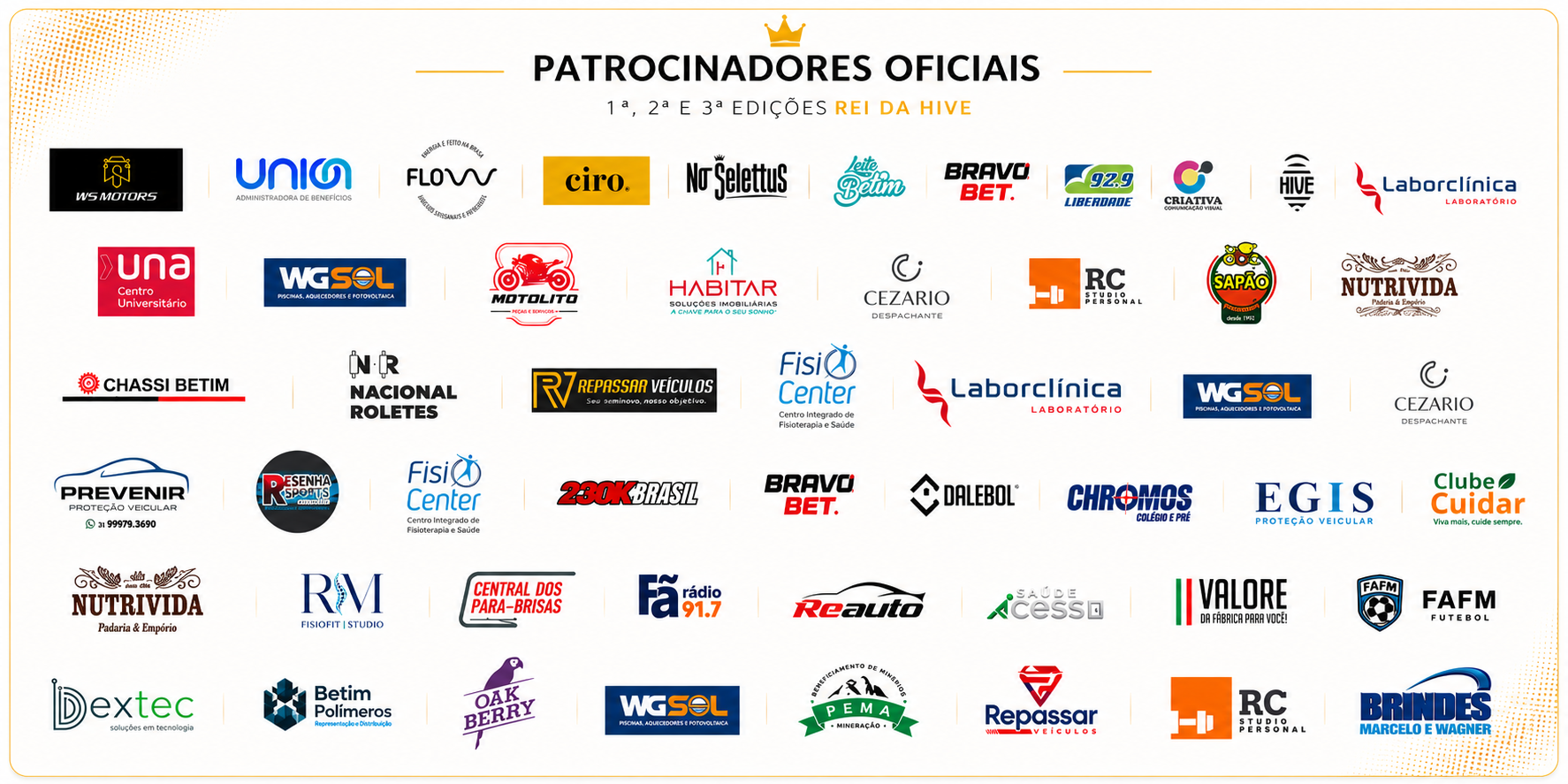 Backdrop oficial da 1ª,2ª e 3ª Edição com todos os patrocinadores